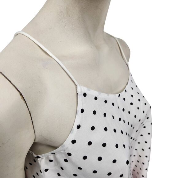No Boundaries Camisole Tank Top Juniors Size Medium White Black Polka Dot - Picture 3 of 9